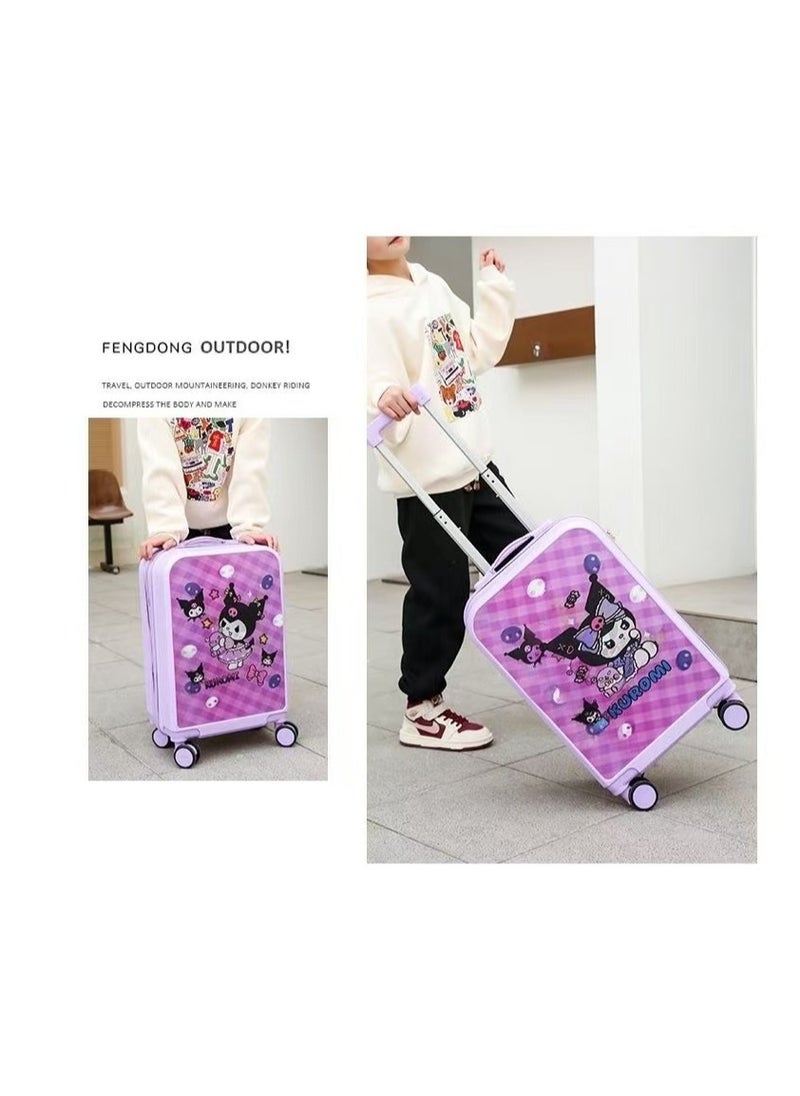 Children's suitcase, 20-inch carry-on suitcase with universal wheels and 3D deformed pattern stickers, AB side pattern switching, lightweight carry-on suitcase, travel suitcase, cabin suitcase, chil