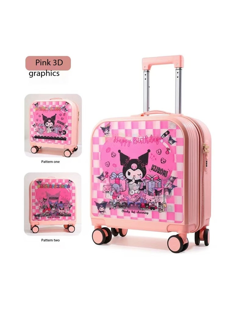 20 Inch Children's Suitcase 3D Cartoon Pattern AB Double-sided Pattern Switchable Children's Trolley Suitcase Travel Case Boys Girls Roller Suitcase with Lock Student Youth Wheeled Small Suitcase Ca