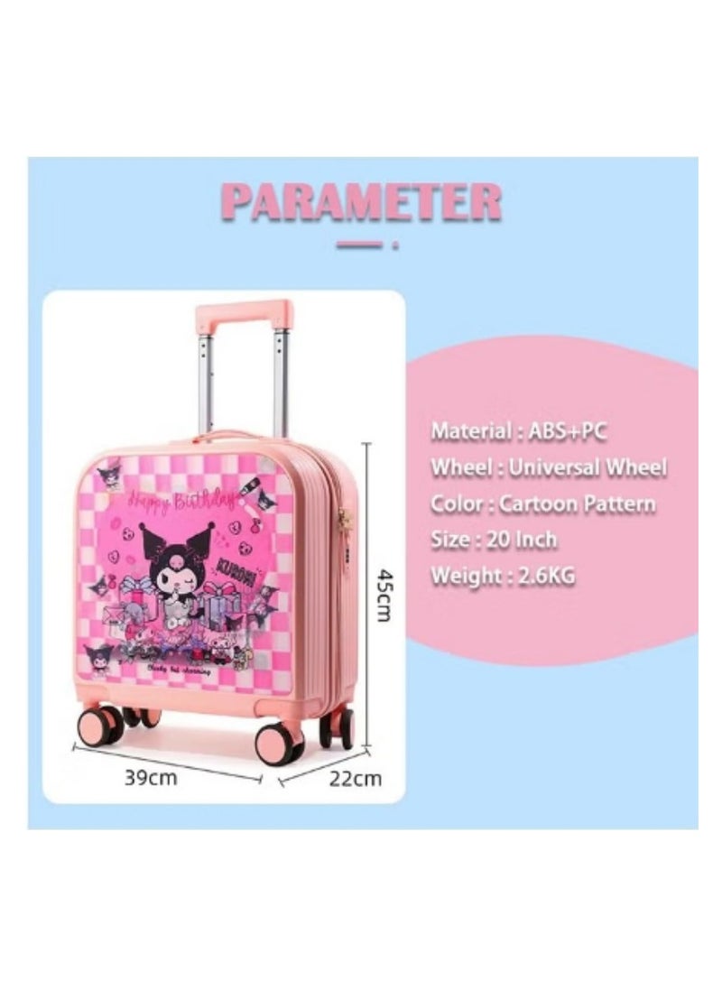 20 Inch Children's Suitcase 3D Cartoon Pattern AB Double-sided Pattern Switchable Children's Trolley Suitcase Travel Case Boys Girls Roller Suitcase with Lock Student Youth Wheeled Small Suitcase Ca