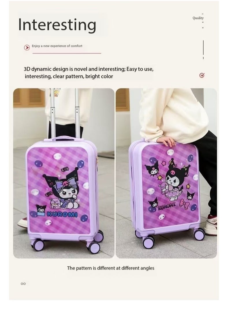 Children's suitcase 20-inch cabin suitcase universal wheel 3D deformation pattern sticker AB surface pattern switch lightweight carry-on suitcase travel suitcase cabin suitcase children's toddler tr