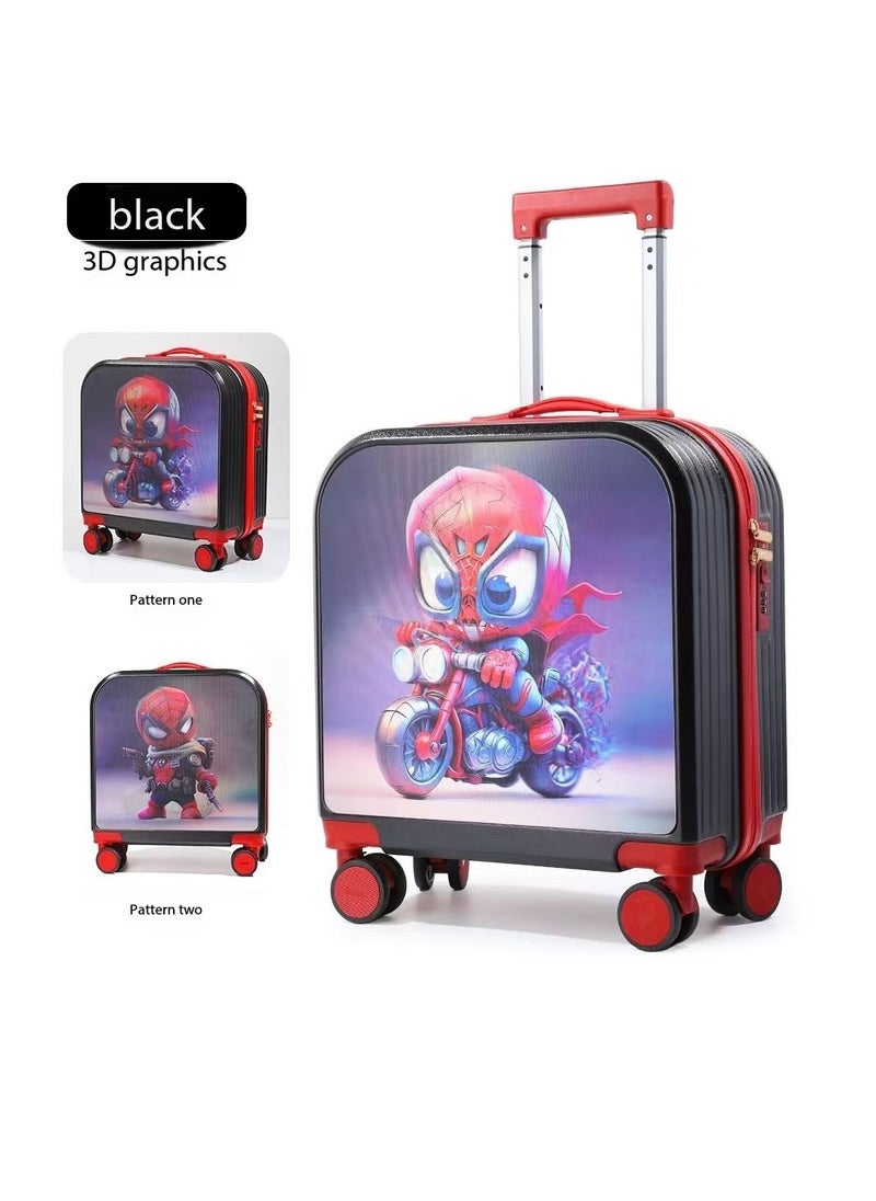 20-inch kids suitcase with gradient 3D cartoon pattern, children's trolley suitcase, travel case, AB double-sided pattern, boys and girls roller suitcase with lock, students and teenagers wheeled sm