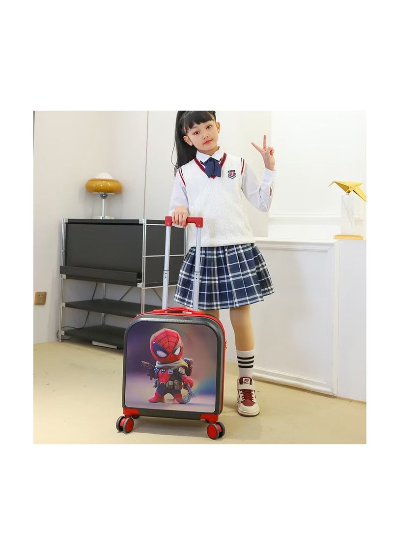 20-inch kids suitcase with gradient 3D cartoon pattern, children's trolley suitcase, travel case, AB double-sided pattern, boys and girls roller suitcase with lock, students and teenagers wheeled sm