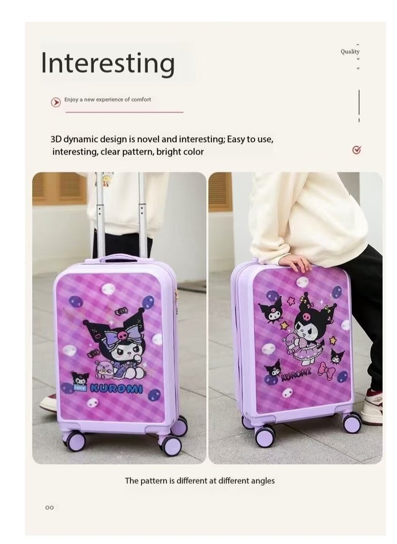 kids suitcase, 20-inch carry-on suitcase with universal wheels and 3D deformed pattern stickers AB double-sided patterns can be changed at will, travel suitcase, lightweight carry-on suitcase, child