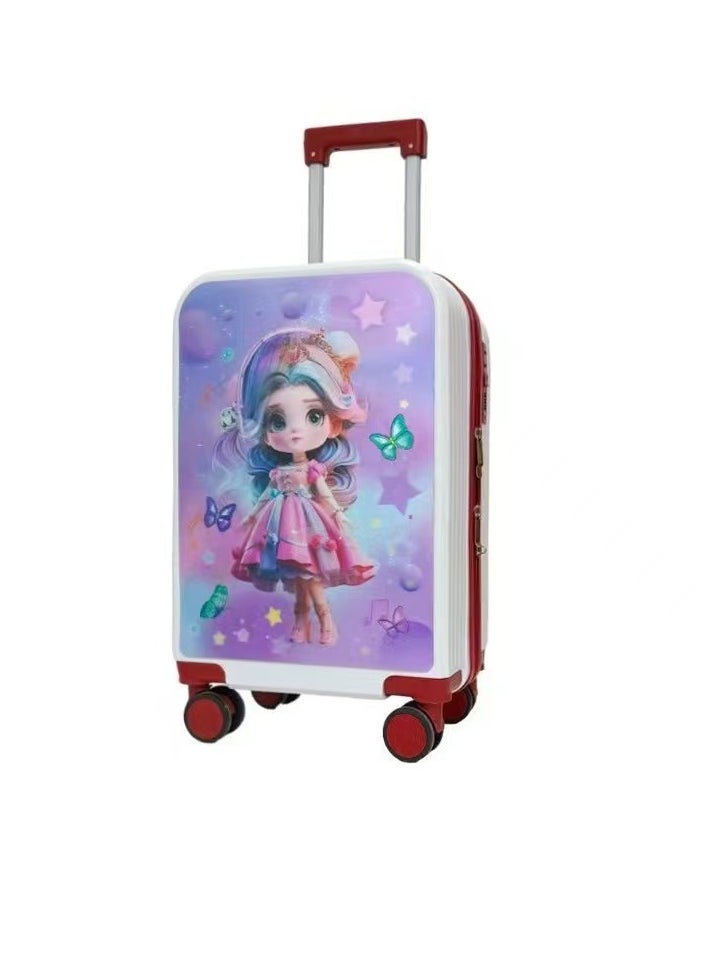 kids suitcase, 20-inch carry-on suitcase with universal wheels and 3D deformed pattern stickers AB double-sided patterns can be changed at will, travel suitcase, lightweight carry-on suitcase, child