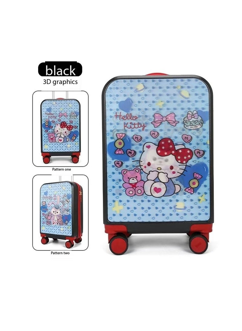 Kids Luggage, 20 Carry on Suitcase with Universal wheels and 3D Transform Pattern Sticker , Travel Luggage, Lightweight Carry On Luggage, Trolley Luggage for Children Toddlers