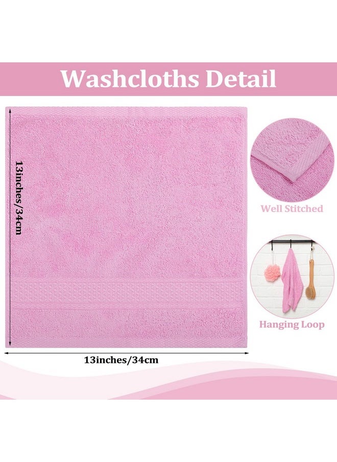 15 Pcs Washcloths Bulk 13 X 13 Inch 100% Cotton Wash Cloths Set Soft Absorbent Face Cloths Face Towels Quick Drying Hand Towel Fingertip Towels For Hotel, Gym, Bathroom, Spa(Pink Series)