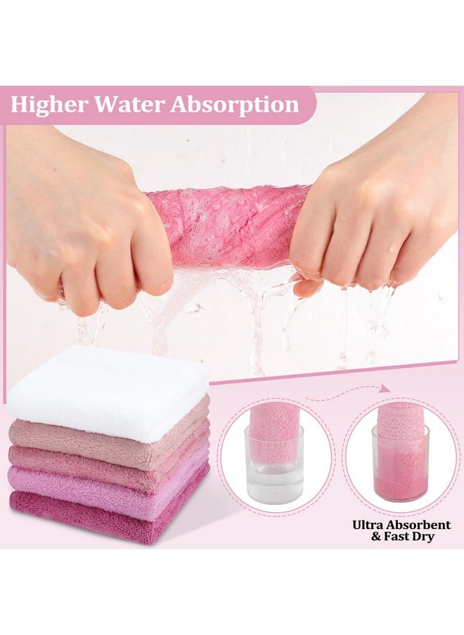 15 Pcs Washcloths Bulk 13 X 13 Inch 100% Cotton Wash Cloths Set Soft Absorbent Face Cloths Face Towels Quick Drying Hand Towel Fingertip Towels For Hotel, Gym, Bathroom, Spa(Pink Series)