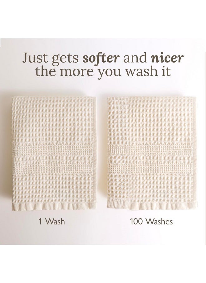 Waffle Towel Quick Dry Thin Exfoliating, 4 Pack Washcloths For Face Body, Classic Style (White)