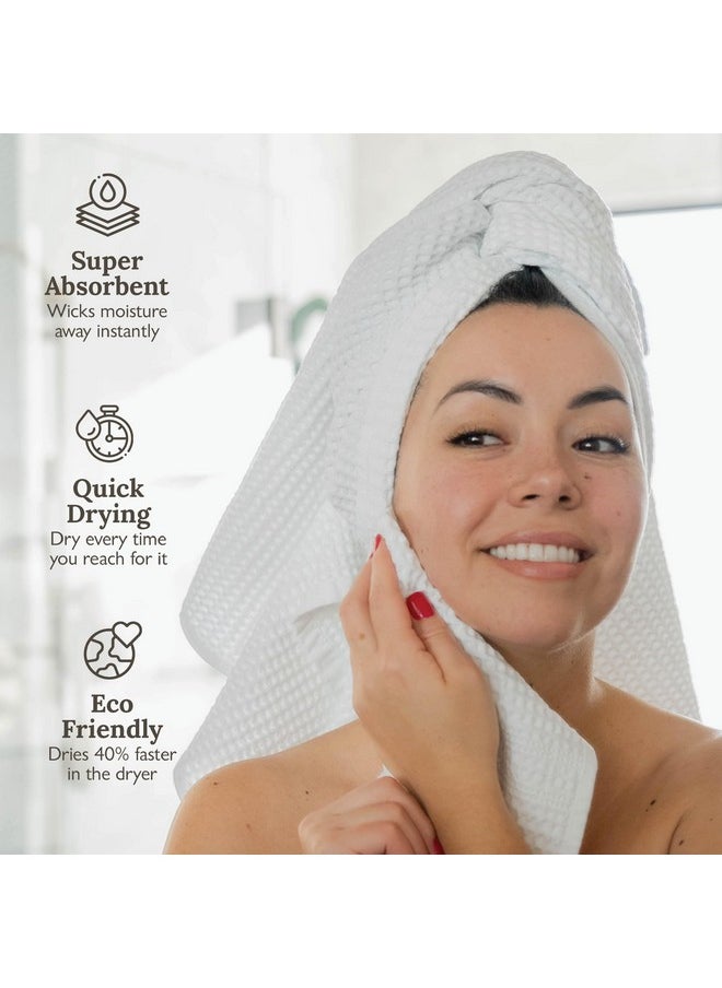 Waffle Towel Quick Dry Thin Exfoliating, 4 Pack Washcloths For Face Body, Classic Style (White)