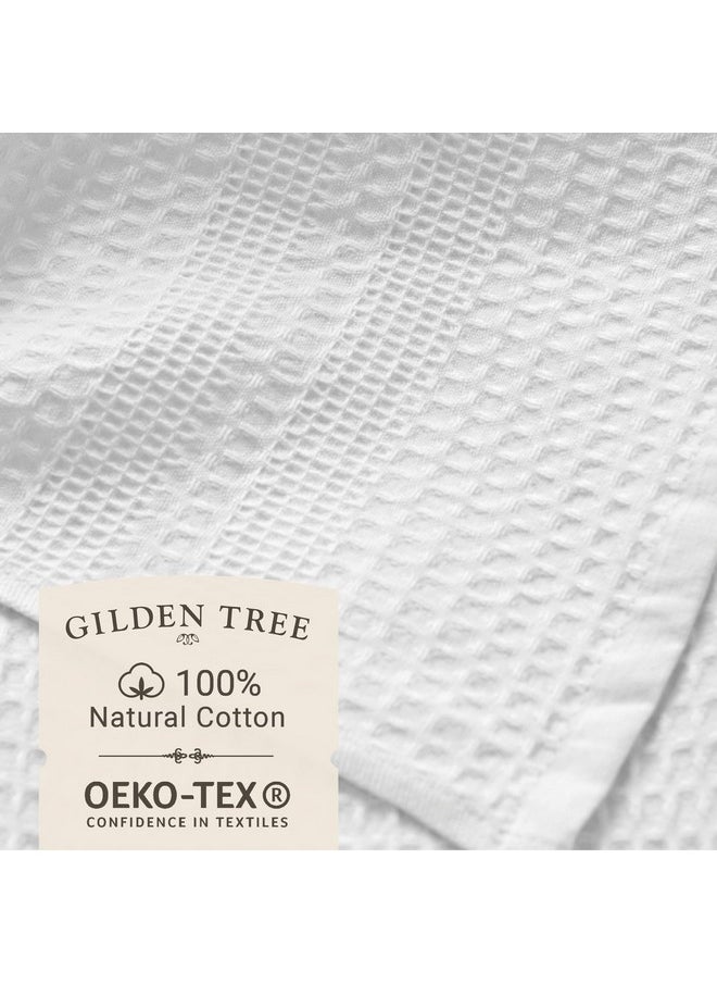 Waffle Towel Quick Dry Thin Exfoliating, 4 Pack Washcloths For Face Body, Classic Style (White)