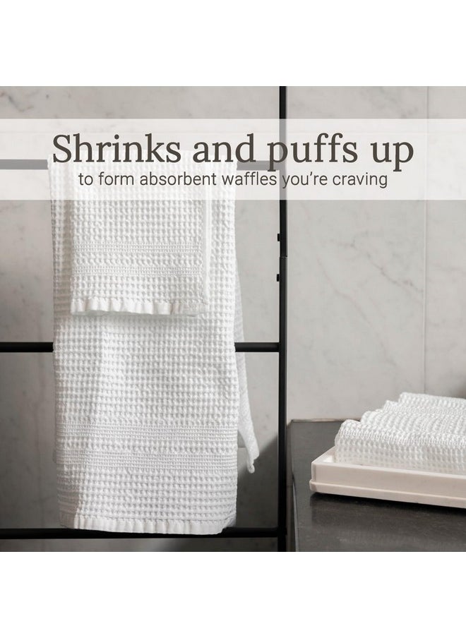 Waffle Towel Quick Dry Thin Exfoliating, 4 Pack Washcloths For Face Body, Classic Style (White)