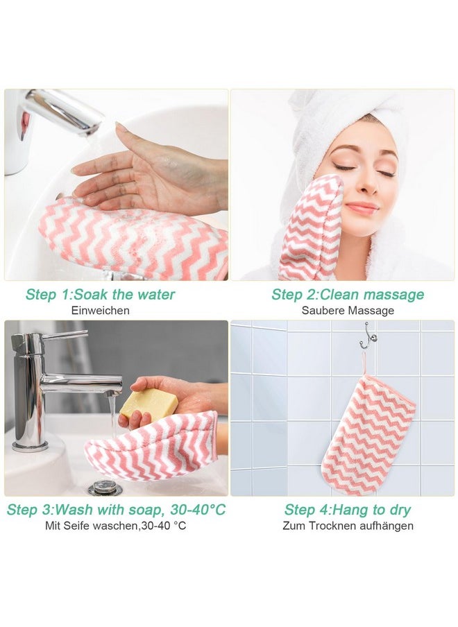 6 Pack Bath Mitts Washcloths, Small Hand Towels With Hanging Loop, 5