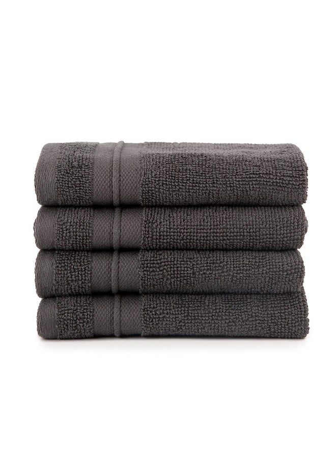 Washcloths Set 100% Cotton Gray, Oeko-Tex Terry Cotton, Soft And Absorbent Wash Cloths For Your Body, Face Towel For Washing Face, Set Of Four, 13 In X 13 In