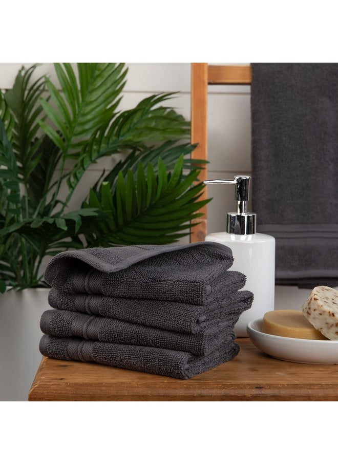 Washcloths Set 100% Cotton Gray, Oeko-Tex Terry Cotton, Soft And Absorbent Wash Cloths For Your Body, Face Towel For Washing Face, Set Of Four, 13 In X 13 In