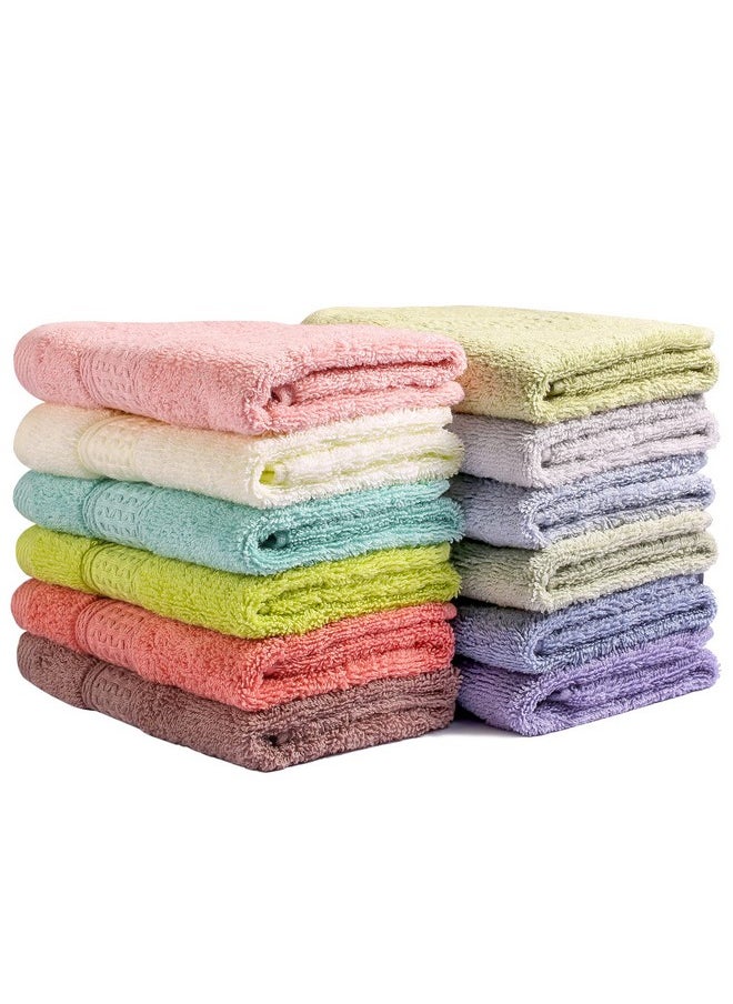 Washcloths For Body And Face - Absorbent Bath Towels Bulk Set, 100% Cotton Hotel Towels For Bathroom . Durable,Soft Wash Rag (Multicolor, Pack Of 12)
