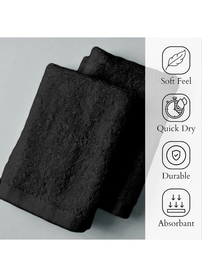 100% Cotton Washcloth - 12 Pack | 13X13 Inches | Black - Ultra Soft, Highly Absorbent, Long Lasting And Quick Drying - Hotel & Spa Collection Cool Feel Fingertip Towels