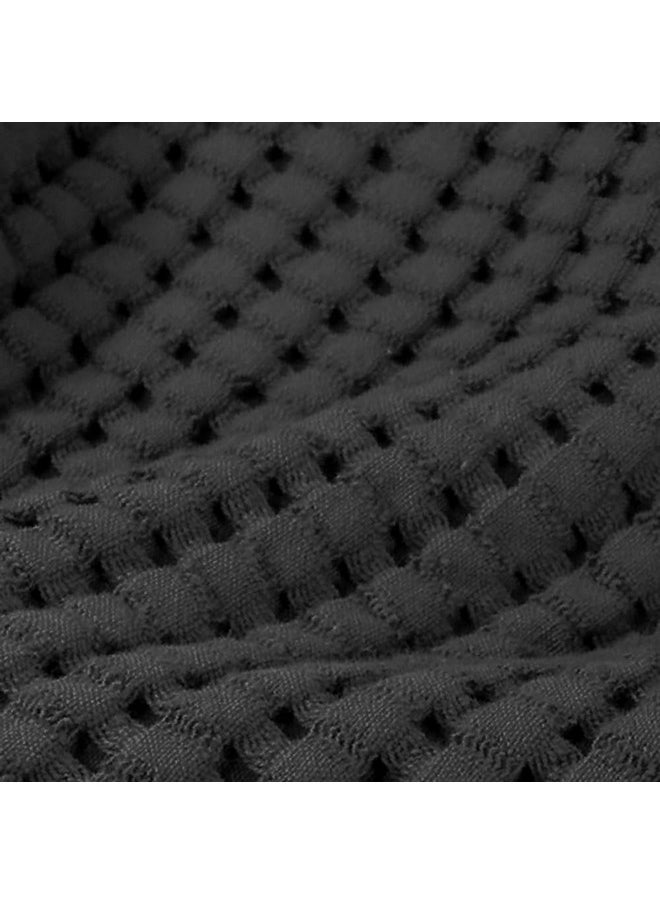 Waffle Towel Quick Dry Thin Exfoliating 4 Pack Washcloths For Face Body, Modern Style (Faded Black)