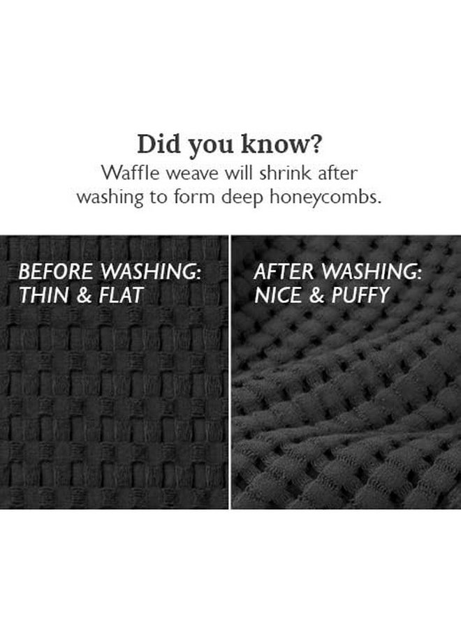 Waffle Towel Quick Dry Thin Exfoliating 4 Pack Washcloths For Face Body, Modern Style (Faded Black)