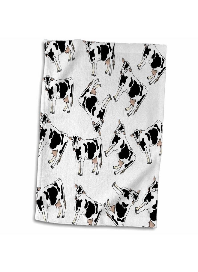 3D Rose Print Of Cartoon Cow Toss Pattern Hand Towel, 15