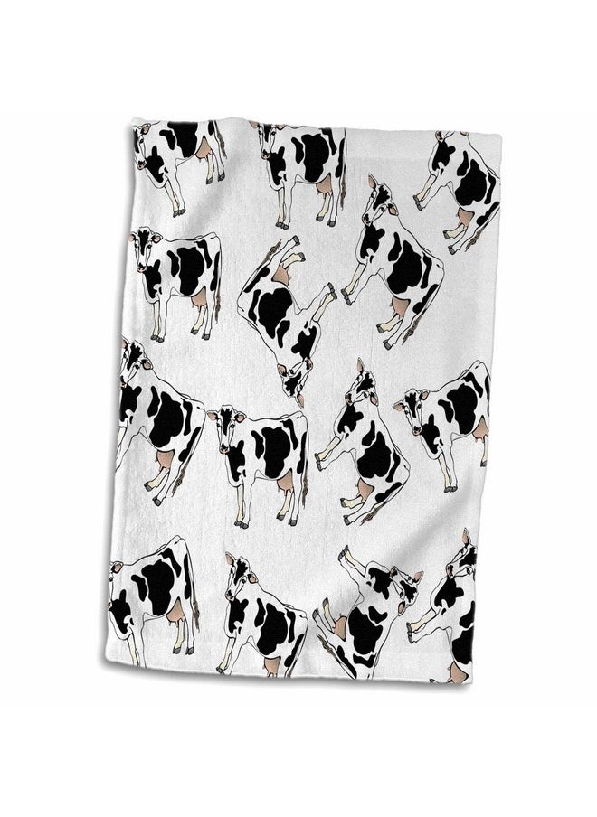 3D Rose Print Of Cartoon Cow Toss Pattern Hand Towel, 15
