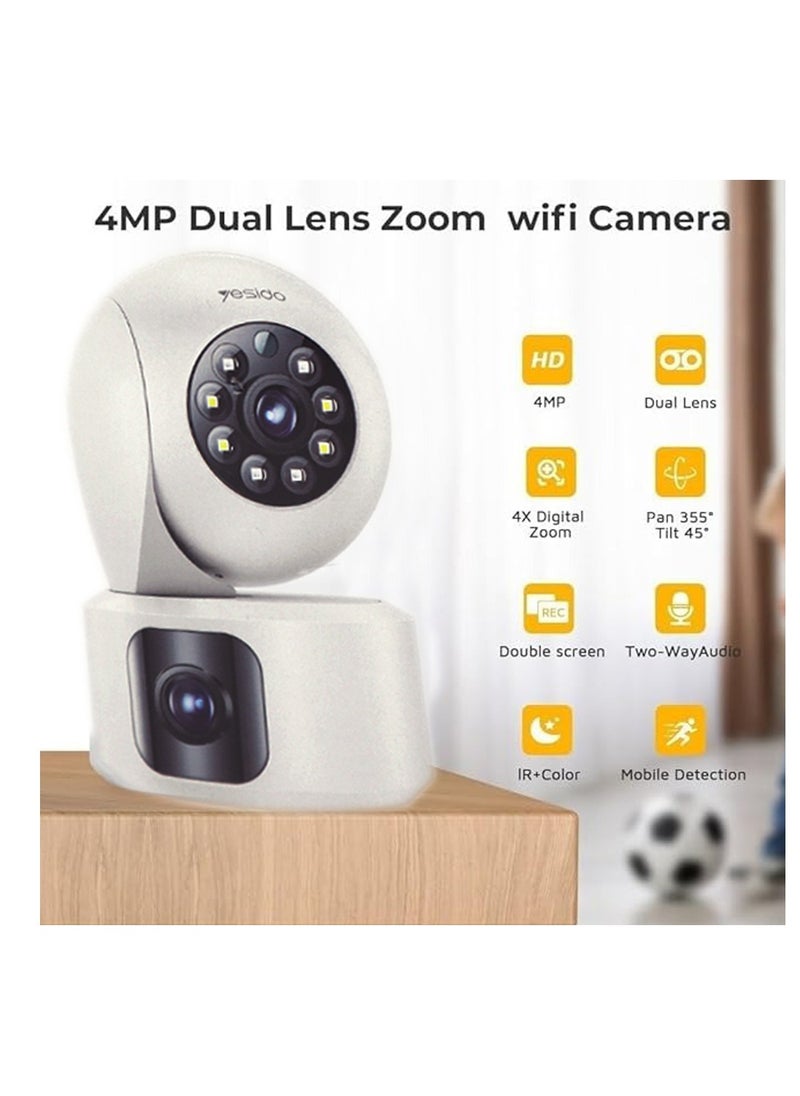 Smart Indoor HD Dual Camera With Night Vision | 4 Mega Pixels | Resolation 1920×1080 | Yesido KM16 Dual Lens Indoor Camera