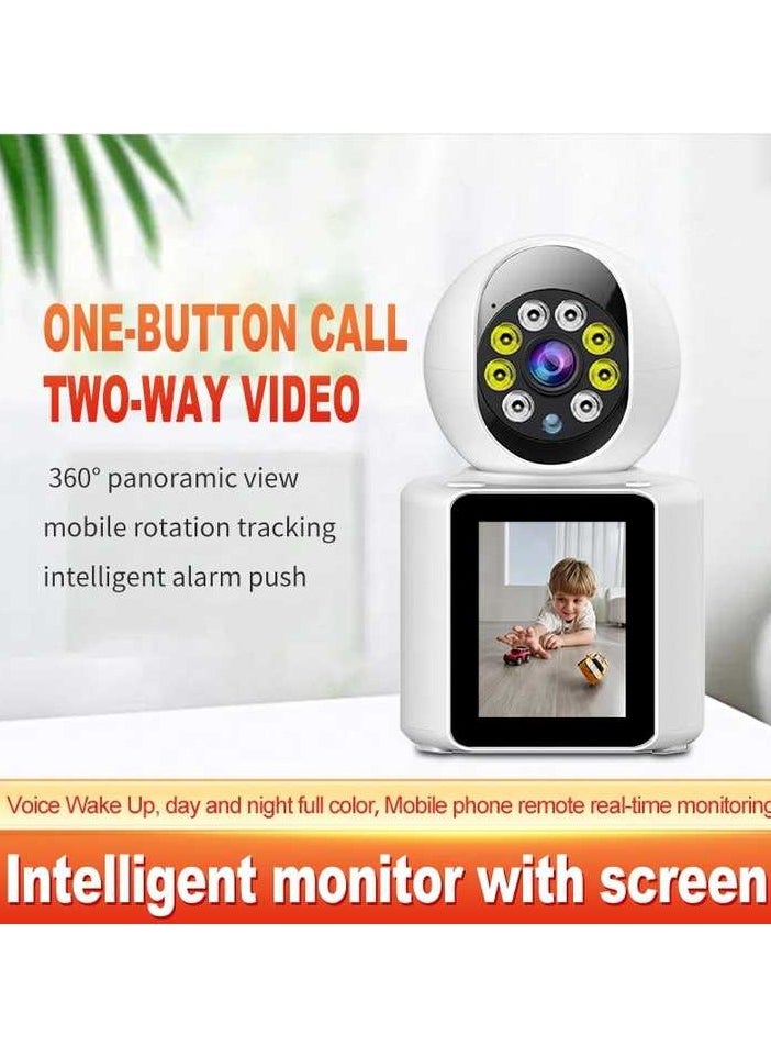 1080P Video Calling WIFI HD Camera One-Click Video Calling Infrared Night Vision Video Baby Monitoring Camera, White