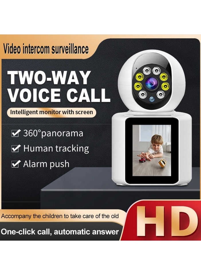 1080P Video Calling WIFI HD Camera One-Click Video Calling Infrared Night Vision Video Baby Monitoring Camera, White