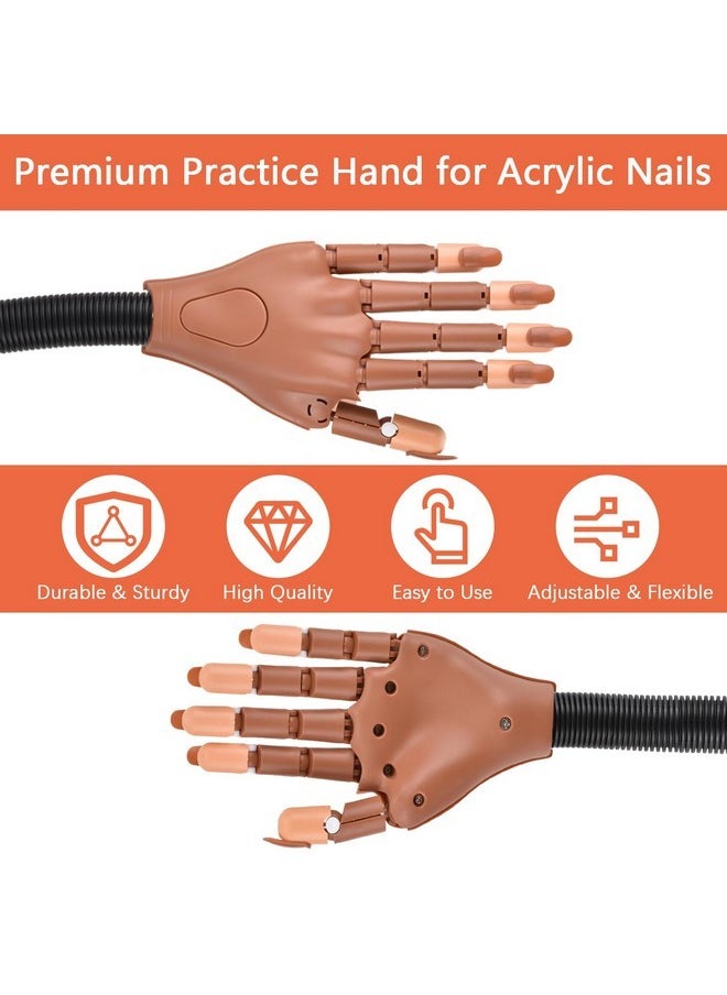 Practice Hand For Acrylic Nails, Nail Practice Hand, Nail Trainning Hand, Flexible Nail Practice Hand Kits With 200 Pcs Nail Tips, Nail Files And Clipper, Nail Supplies For Nail Techs