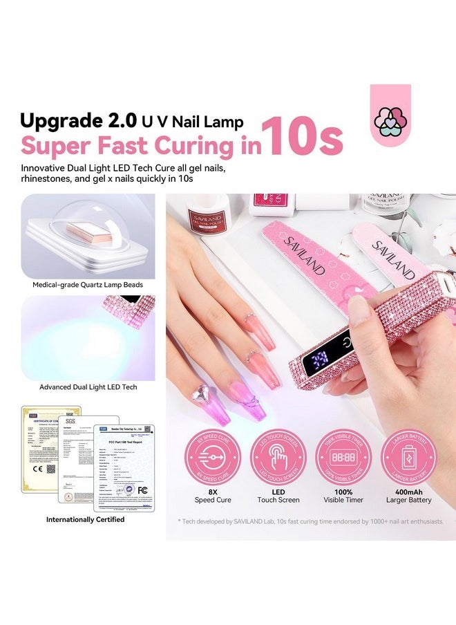 Glitter U V Light For Gel Nails: 2024 12W Lcd Screen Handheld U V Nail Lamp 8X-Faster Cure Led Lamp Visible Timer Touch Screen Gel Nails Lamp Cordless Nail Dryer For Home Salon Use