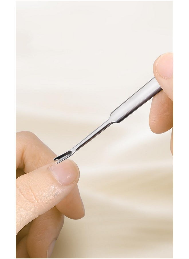 4-In-1 Nail Care Set With Storage Case - Stainless Steel Nail Clippers, Cuticle Fork, Ear Pick, And Nail File - Travel Nail Cutter Kit For Men And Women - White