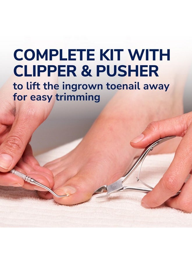 Ingrown Toenail Pain Reliever & Trimming Kit, 0.3 Oz // Only Otc Treatment Proven To Relieve Ingrown Toenail Pain - Includes Medicated Gel + Foam Rings + Bandages + Clipper & Pusher Tools