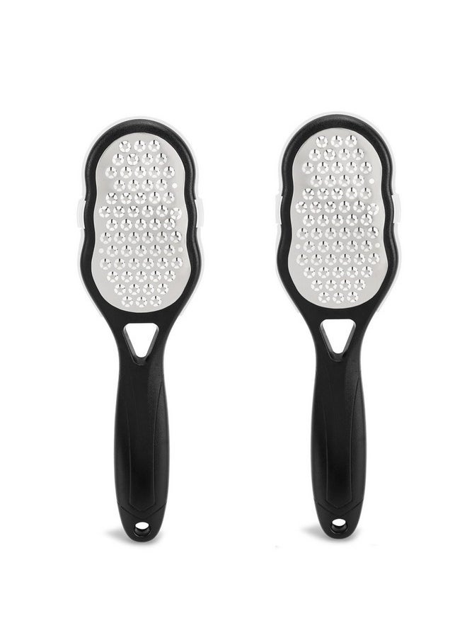 2 Pcs Foot Files With Skin Catcher, Stainless Steel Foot Rasp Callus Remover Pedicure Feet Grater Foot Scrubber Dead Skin Remover For Feet