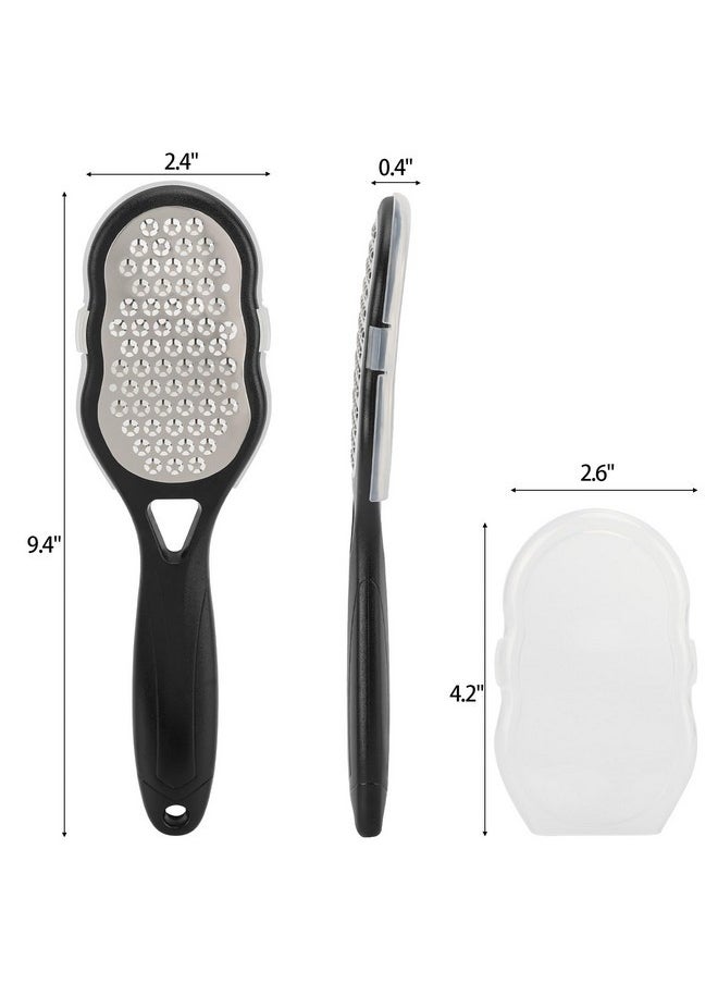 2 Pcs Foot Files With Skin Catcher, Stainless Steel Foot Rasp Callus Remover Pedicure Feet Grater Foot Scrubber Dead Skin Remover For Feet