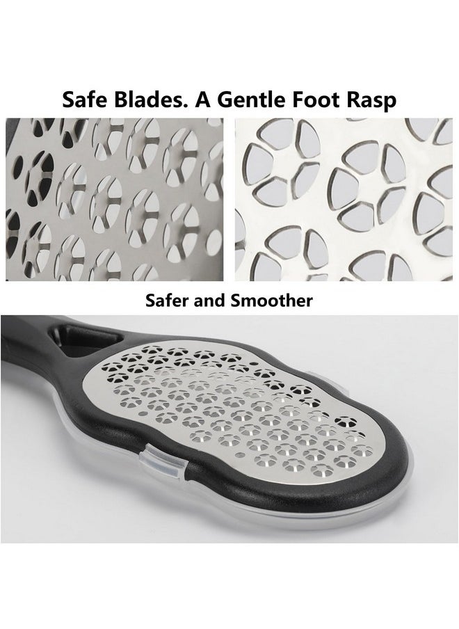 2 Pcs Foot Files With Skin Catcher, Stainless Steel Foot Rasp Callus Remover Pedicure Feet Grater Foot Scrubber Dead Skin Remover For Feet