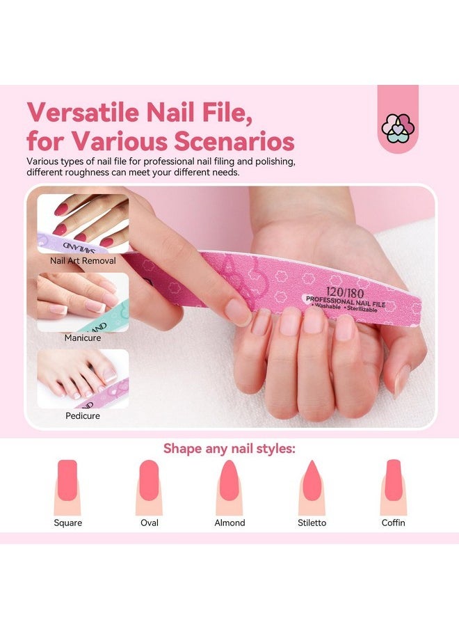 Nail File Buffer For Acrylic Nails: 16Pcs Professional Emery Board For Nails Nail Buffers Manicure Kit Acrylic Nails & Natural Nails 100/180-4000 Grit Doubled Sides Emory Boards Beauty Gift