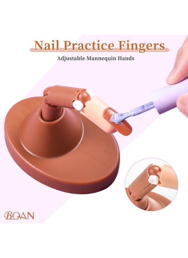 Nail Practice Fingers For Acrylic Nails, Practice Hand For Nail Training, 4Pcs Adjustable Plastic Fake Fingers For Nail Tech, With 100 Pcs Refill Nail Tips And 2 Finger Base