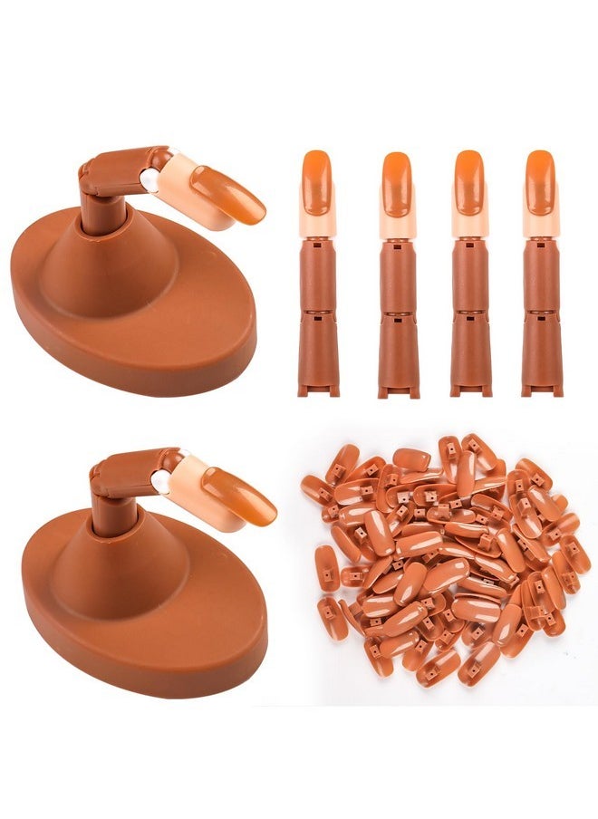 Nail Practice Fingers For Acrylic Nails, Practice Hand For Nail Training, 4Pcs Adjustable Plastic Fake Fingers For Nail Tech, With 100 Pcs Refill Nail Tips And 2 Finger Base
