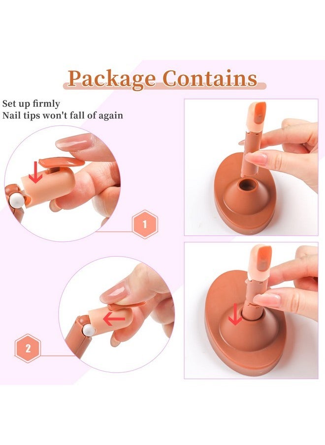 Nail Practice Fingers For Acrylic Nails, Practice Hand For Nail Training, 4Pcs Adjustable Plastic Fake Fingers For Nail Tech, With 100 Pcs Refill Nail Tips And 2 Finger Base
