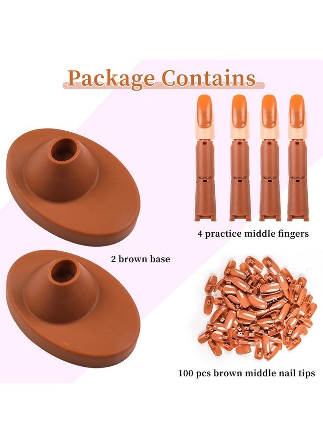 Nail Practice Fingers For Acrylic Nails, Practice Hand For Nail Training, 4Pcs Adjustable Plastic Fake Fingers For Nail Tech, With 100 Pcs Refill Nail Tips And 2 Finger Base