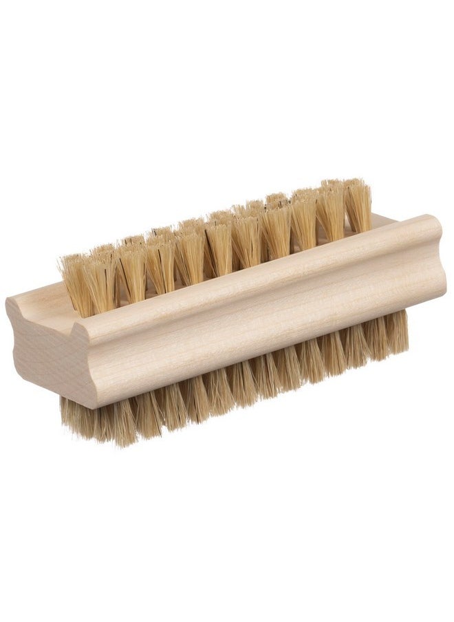 Non-Slip Wooden Two-Sided Nail Brush For Cleaning Fingernails - Nail Scrubber Brush With Natural Boar Bristle - Essential Fingernail Brush For Daily Use