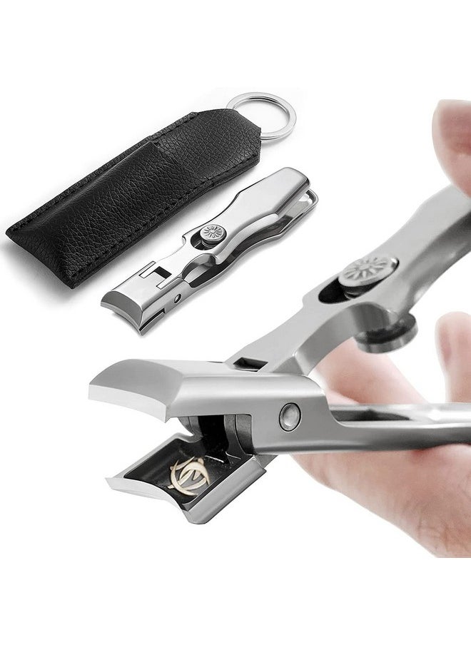 ® Nail Clippers For Men Stainless Steel Nail Cutter With Leather Cover Toenail Clippers For Thick Nails, Professional Nail Cutter