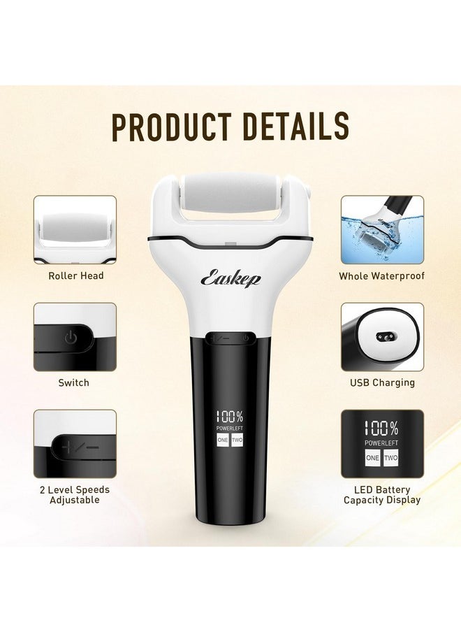 Ic Foot Callus Remover Easkep Rechargeable Portable Electronic Foot File Pedicure Tools, Waterproof 16 In 1 Callus Remover Kit, Professional Pedicure Kit For Dead Hard Cracked Dry Skin (Black)