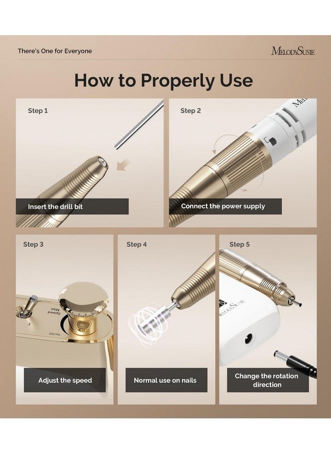 Nail Drill Machine, Electric Nail File Professional For Acrylic Nail, Rechargeable Cordless Portable E File 6 Nail Drill Bit Set, Sr3 Jade