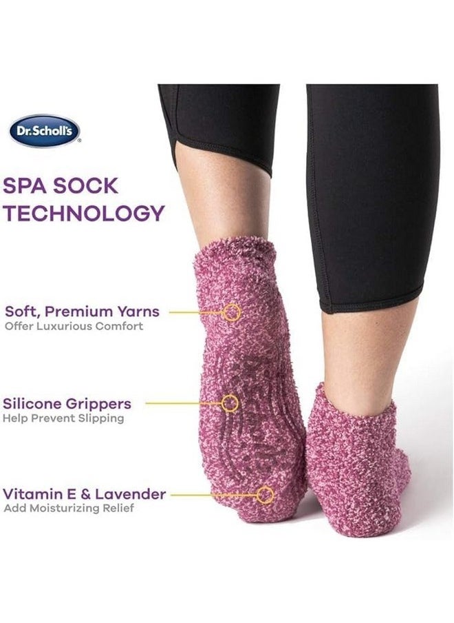 Women'S 2 Pack Soothing Spa Low Cut Lavender + Vitamin E Socks With Silicone Treads, Pink, Shoe Size: 4-10