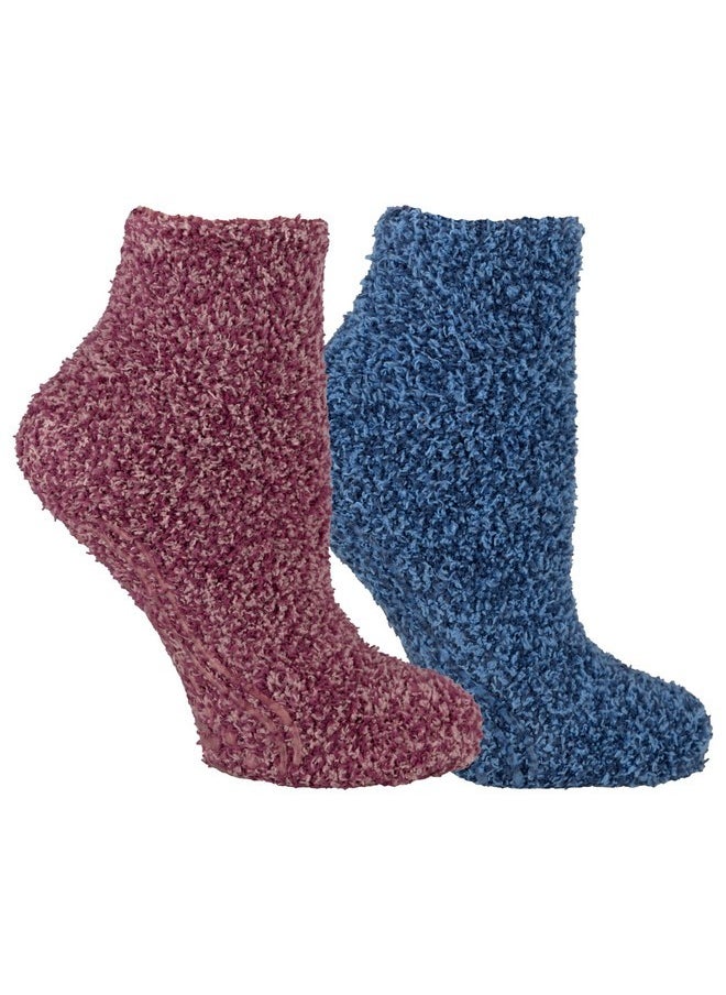 Women'S 2 Pack Soothing Spa Low Cut Lavender + Vitamin E Socks With Silicone Treads, Pink, Shoe Size: 4-10