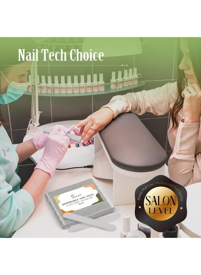 50Pcs Disposable Nail File, 5 Inch Thin Emery Boards 180/180 Grit Nail Files For Natural Nails, Professional Pedicure Manicure Tools Set