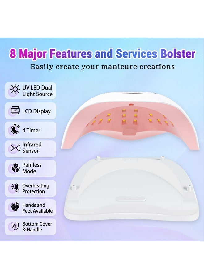 108W Uv Nail Lamp, Uv Light For Gel Nails Polish 36Leds Nail Lamp With 4Timer Settings Nail Dryer Light With Lcd Screen Auto Sensor Professional