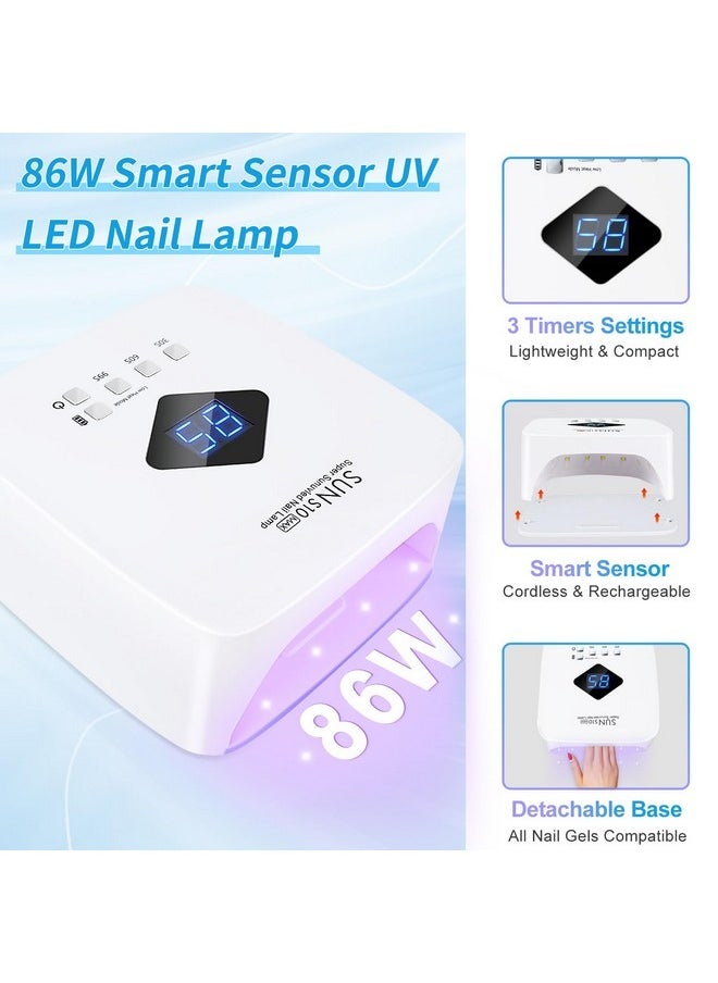 Dless Rechargeable Uv Led Nail Lamp, Lke 86W Uv Light For Gel Nails Uv Nail Light Nail Dryer With 3 Timer Setting Display Auto Sensor Professional Quick Dry Gel Polish Curing Lamp For Salon & Home
