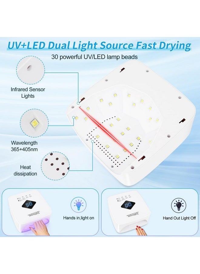Dless Rechargeable Uv Led Nail Lamp, Lke 86W Uv Light For Gel Nails Uv Nail Light Nail Dryer With 3 Timer Setting Display Auto Sensor Professional Quick Dry Gel Polish Curing Lamp For Salon & Home