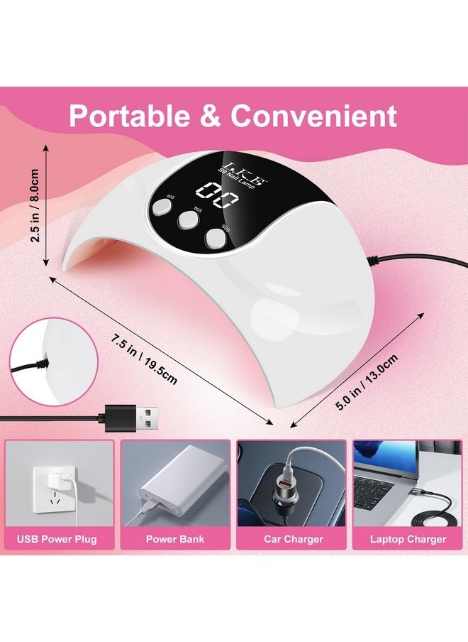 Uv Light For Gel Nails, 54W Uv Led Nail Lamp With 18 Beads 3 Timer Setting & Auto Sensor Nail Dryer For Gel Polish Polygel Fast Curing Manicure Professional Uv Nail Light Home Salon Nail Tools